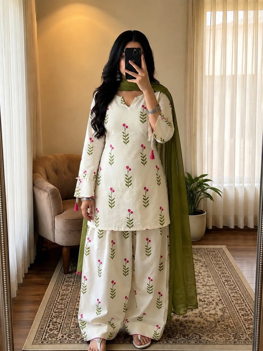 Olive Garden Kurta Patiala Ensemble (Farshi Shalwar) 2 Piece